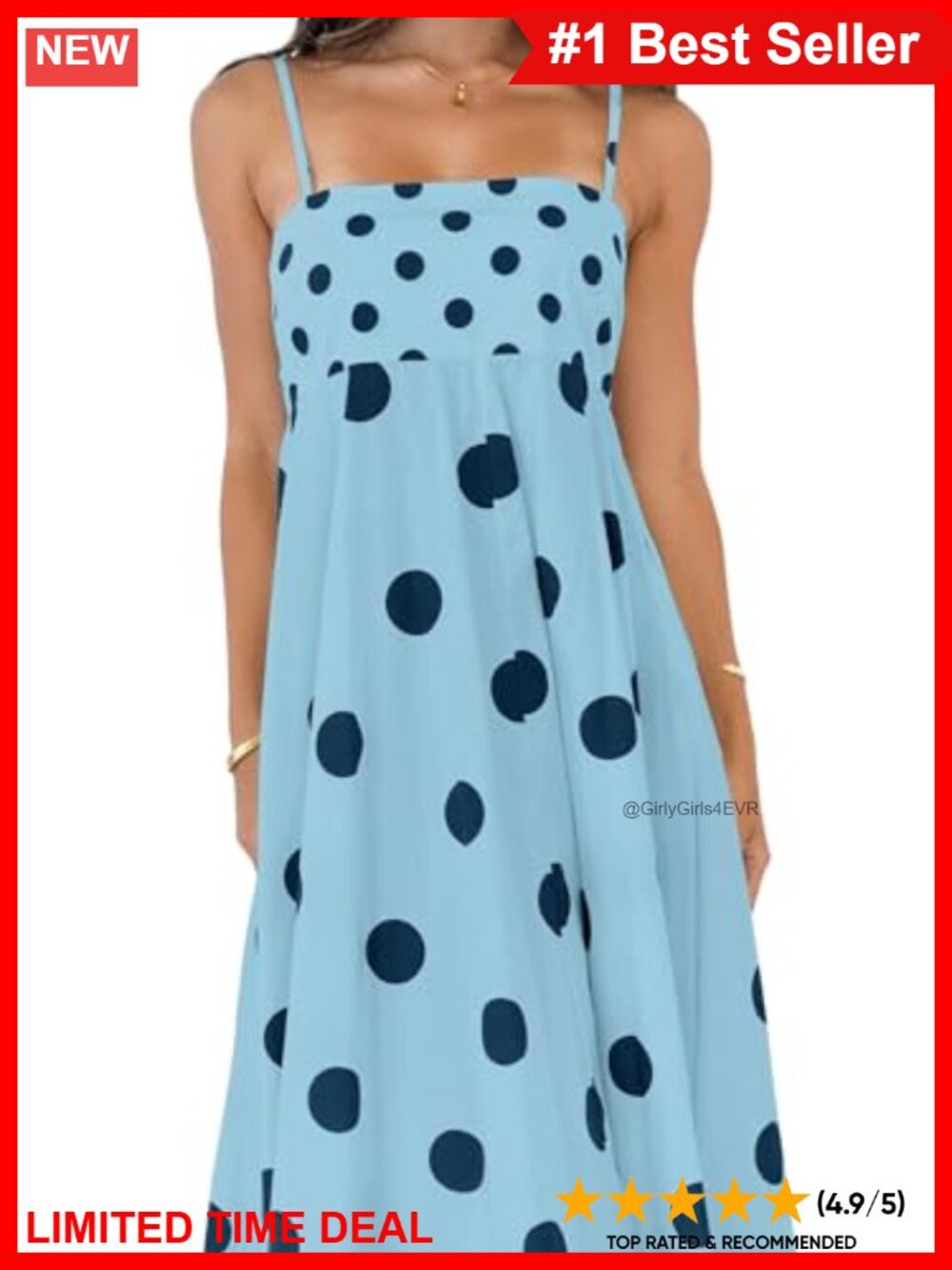 Polka Dot Maxi Dress Smocked Back Spaghetti Strap Ruffle Swing Pockets